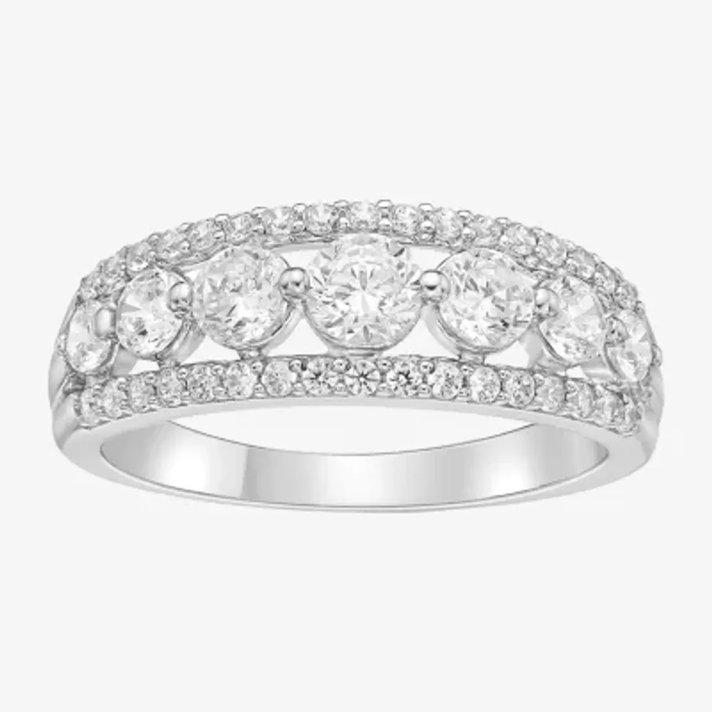 Diamonart Womens 3MM Cubic Zirconia Sterling Silver Band