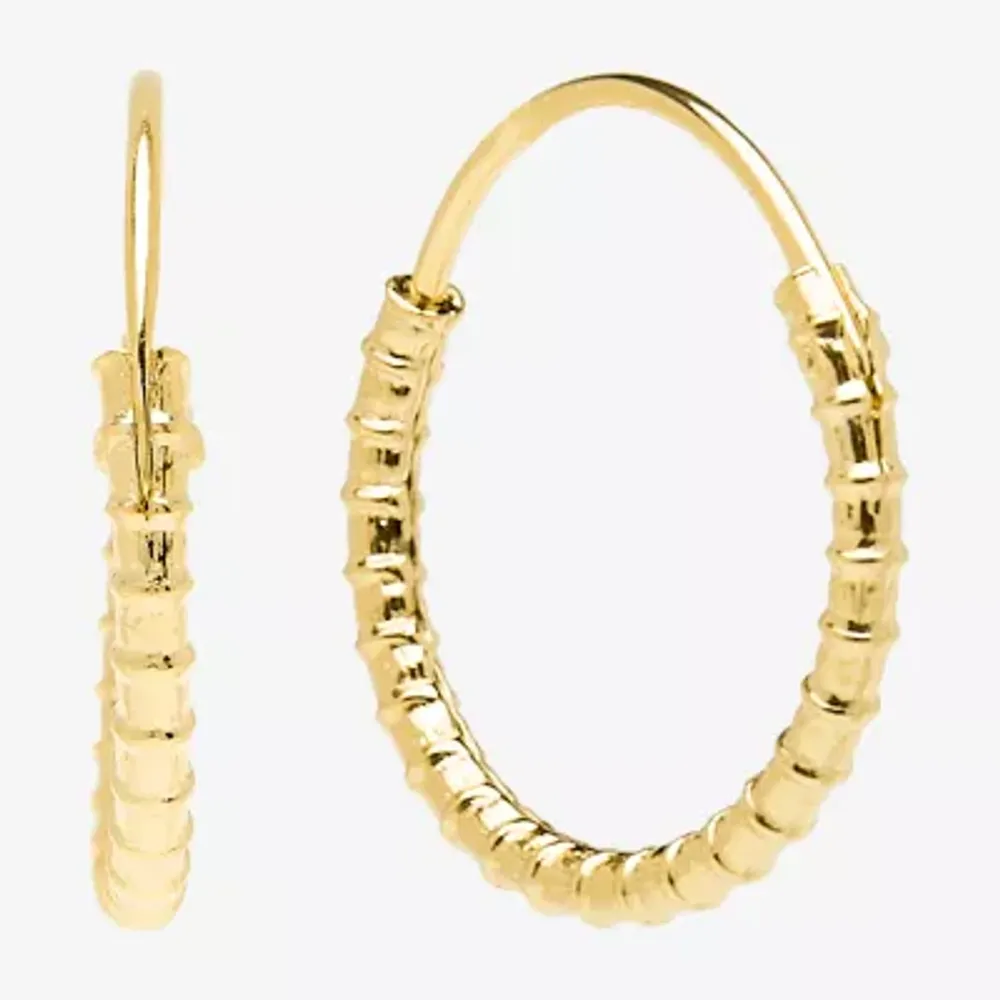 Silver Treasures Womens 14K Gold Over Silver 13.4mm Hypoallergenic Hoop Earrings