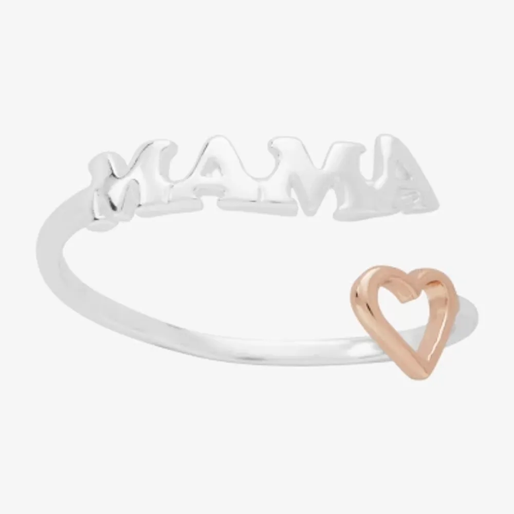 Silver Treasures Mama Womens 14K Gold Over Silver Heart Hypoallergenic Bypass Band