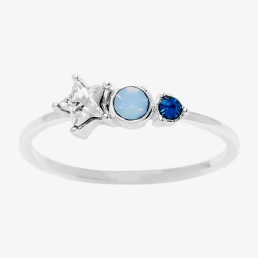 Itsy Bitsy Womens Blue Crystal Sterling Silver Star Hypoallergenic Band