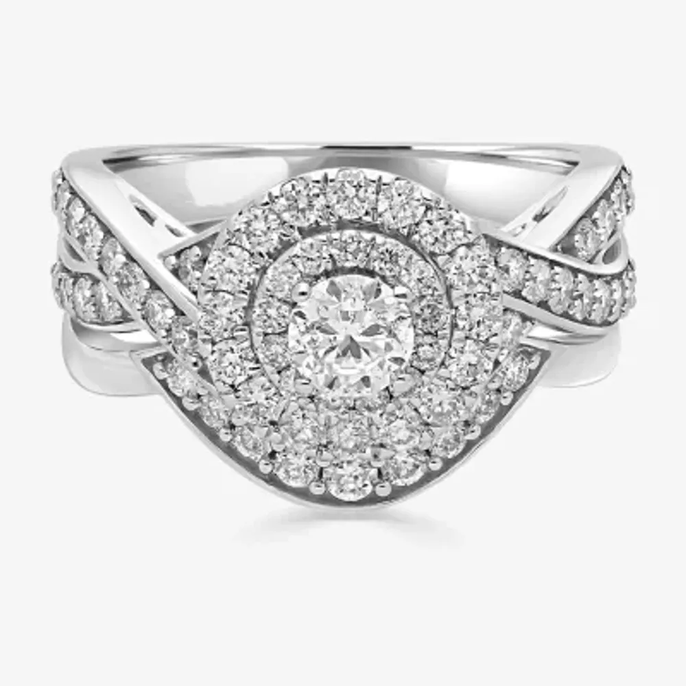 Signature By Modern Bride Womens 1 1/2 CT. T.W. Natural White Diamond 14K Gold Bridal Set