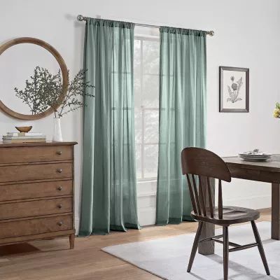 Linden Street Jameson Cotton Rod Pocket Sheer Single Curtain Panel
