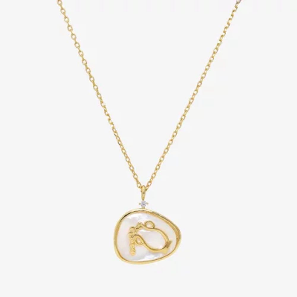 Sparkle Allure Zodiac Womens Cubic Zirconia 14K Gold Over Brass 16 Inch Pendant Necklace