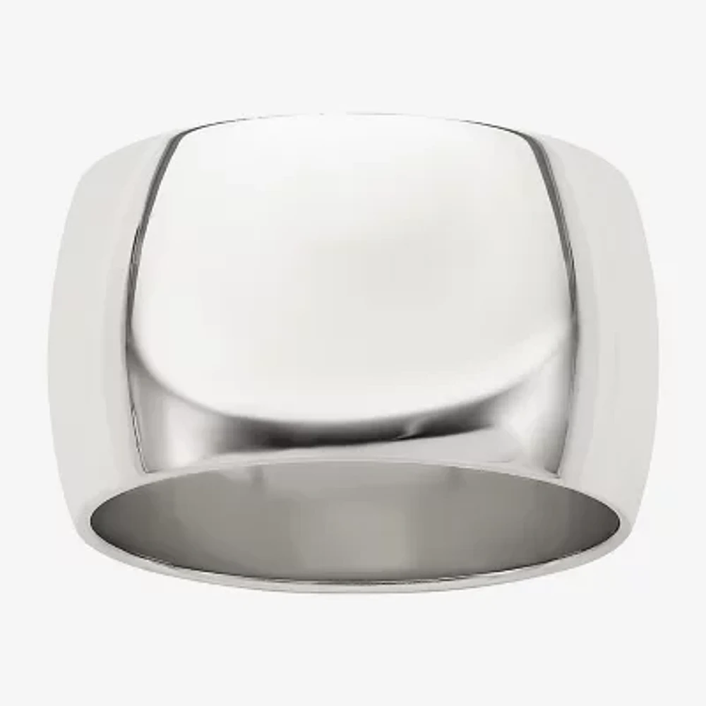 Womens 12MM Sterling Silver Wedding Band