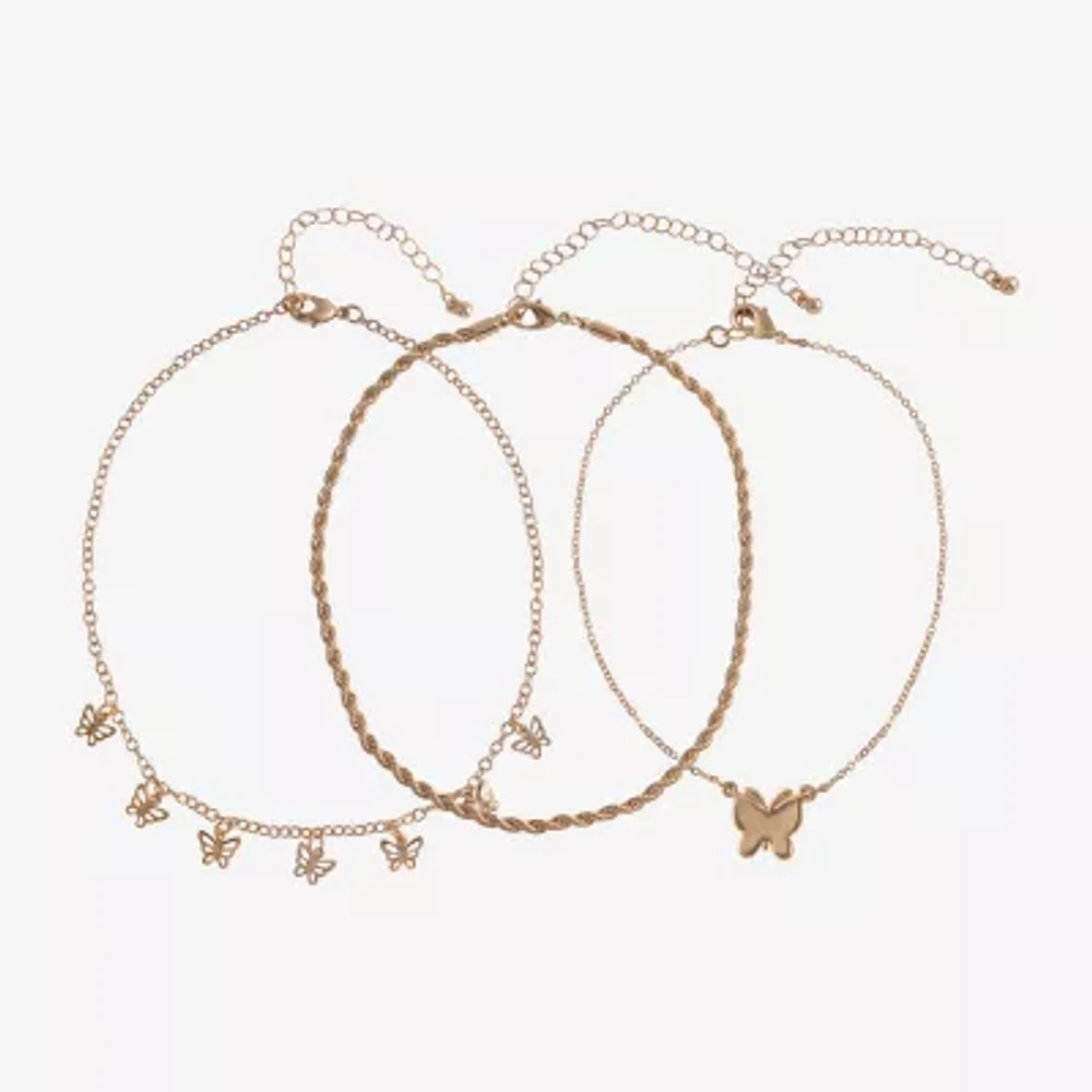 Arizona Gold Tone Womens Butterfly 3-pc. Necklace Set
