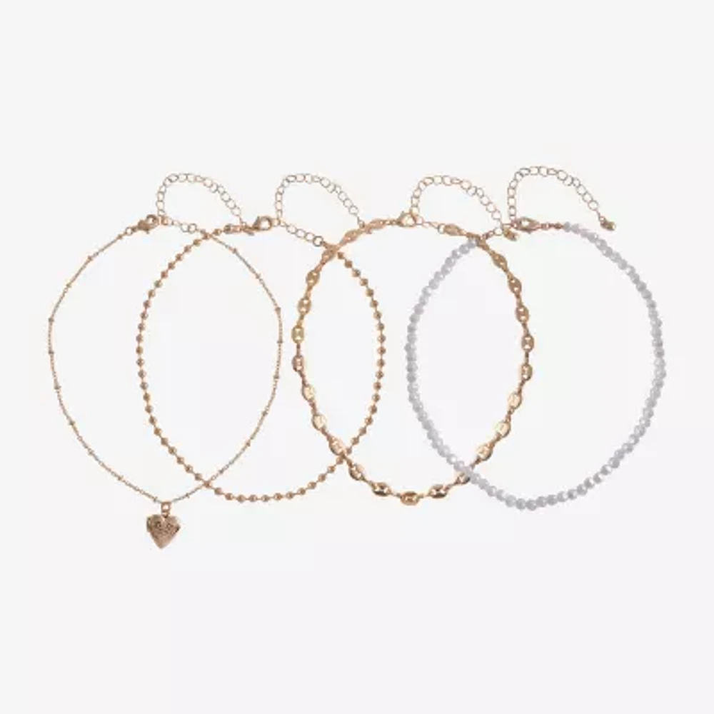 Arizona Gold Tone Womens Heart 4-pc. Necklace Set