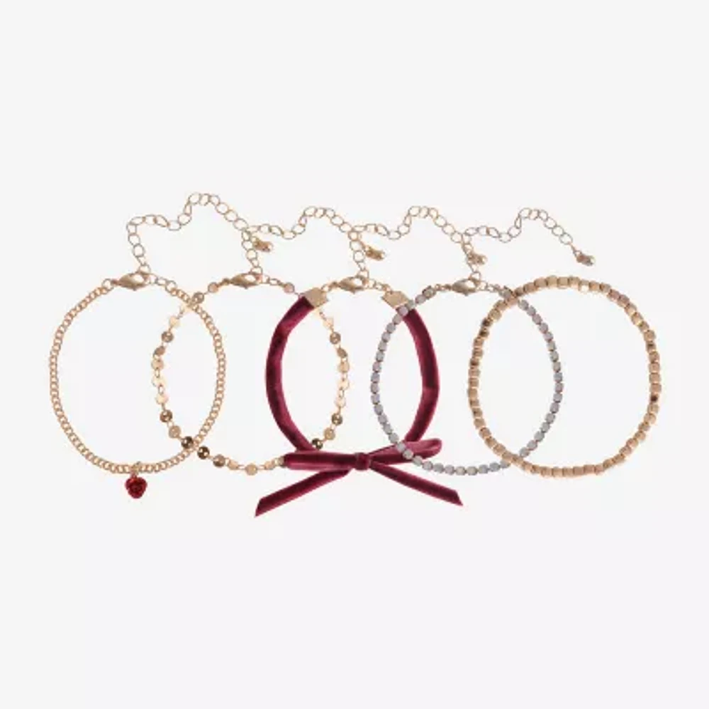 Arizona Gold Tone Bow Womens 5-pc. Bracelet Set