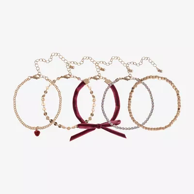 Arizona Gold Tone Bow Womens 5-pc. Bracelet Set