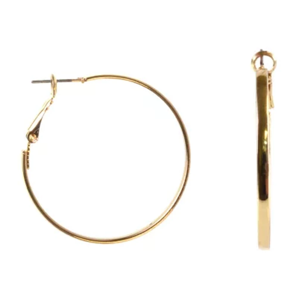 Bold Elements Gold Tone Womens 1 1/2 Inch Hoop Earrings