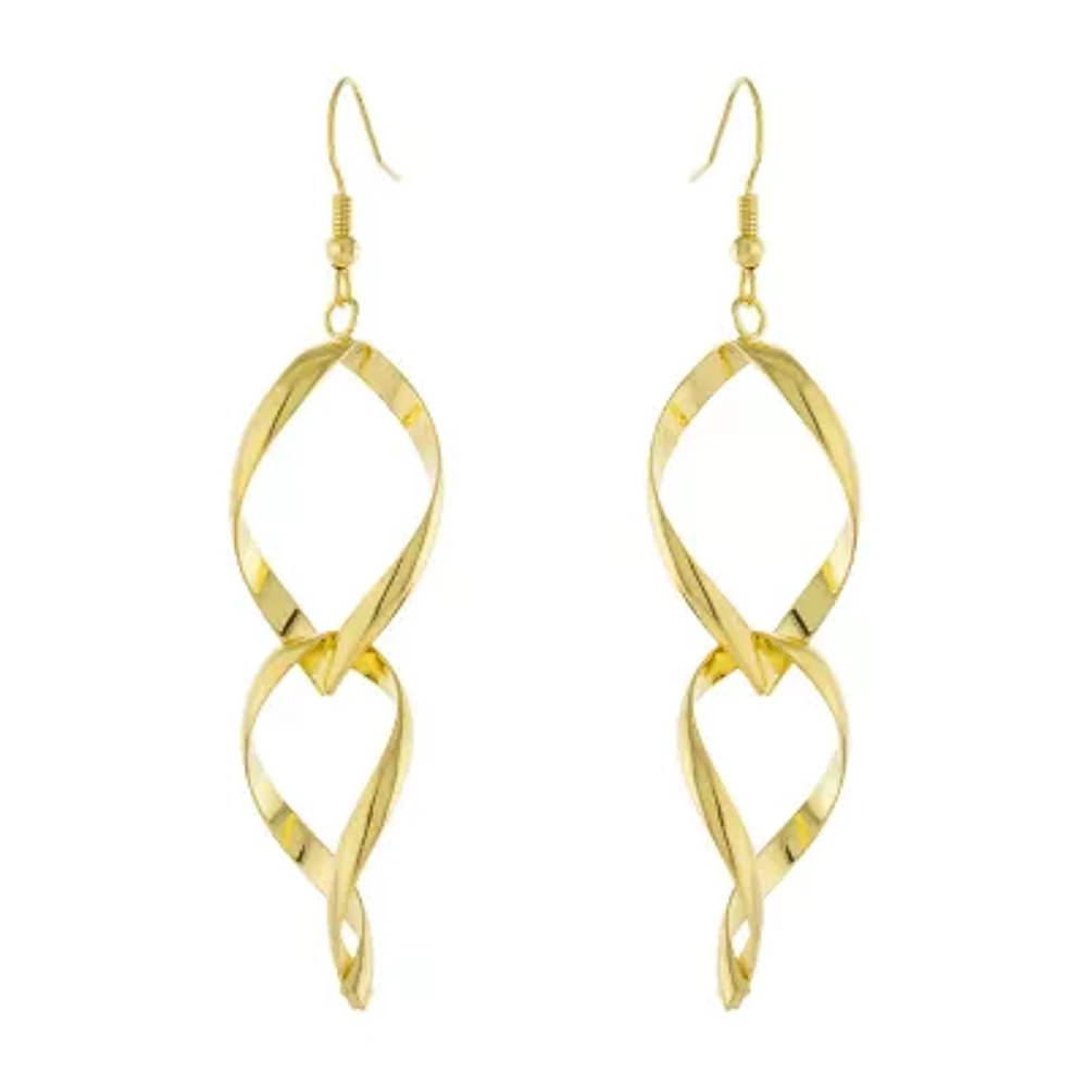 Silver Reflections 14K Gold Over Brass Drop Earrings