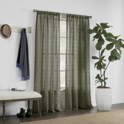 Linden Street Sycamore Rod Pocket Embroidered Sheer Single Curtain Panel