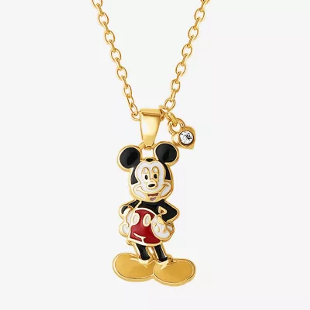 Disney Classics Womens Crystal 18K Gold Over Brass 18 Inch Pendant Necklace