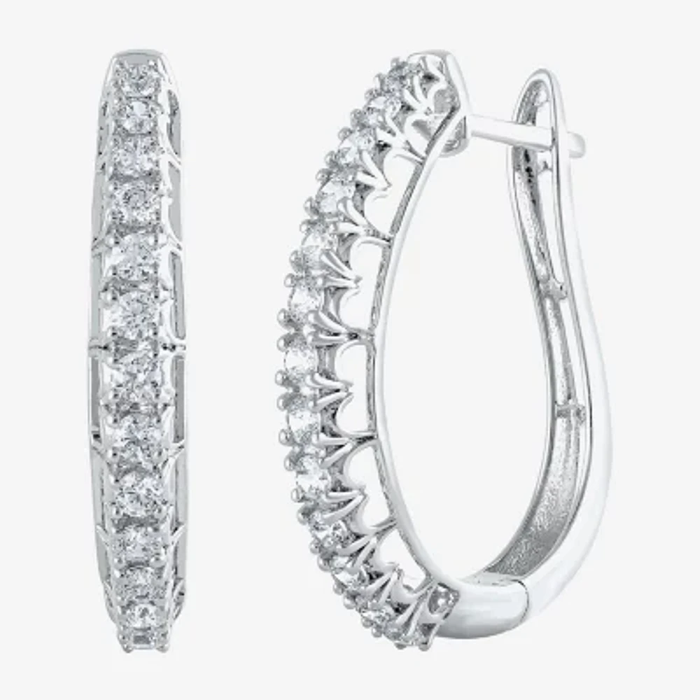 Womens 1 CT. T.W. Natural White Diamond 14K Gold 24.9mm Hoop Earrings