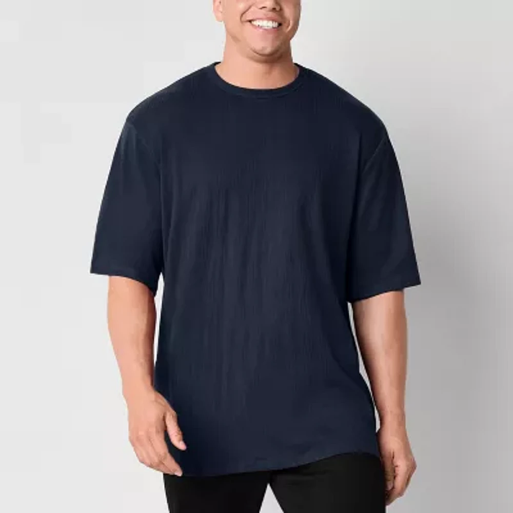 Shaquille O'Neal XLG Ribbed Dropneedle Mens Crew Neck Short Sleeve Big and Tall T-Shirt