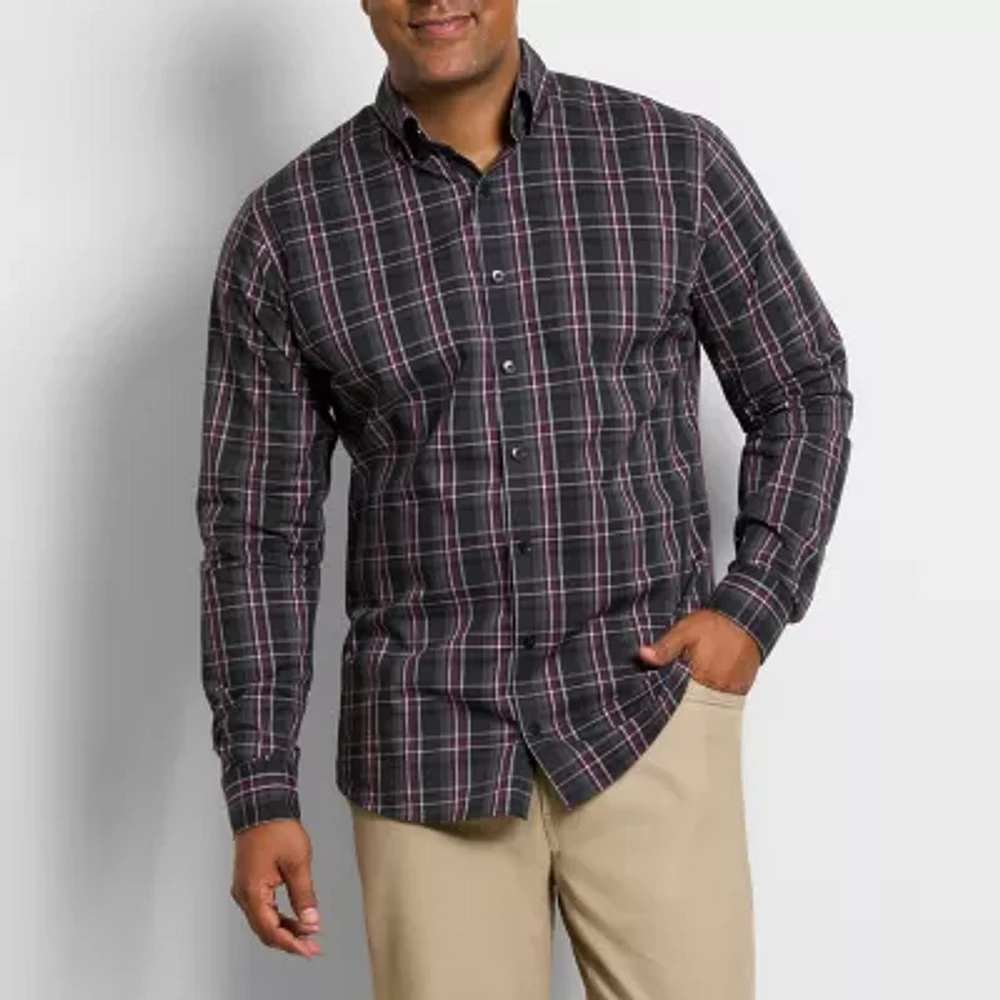 Van Heusen Mens Long Sleeve Cuffed Sleeve Classic Fit Big and Tall Button-Down Shirt