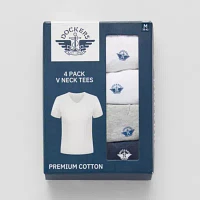Dockers Premium Cotton Mens 4 Pack Short Sleeve V Neck T-Shirt