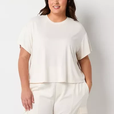 Stylus Womens Crew Neck Short Sleeve Plus T-Shirt