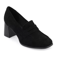 Journee Collection Malleah Womens Square Closed Toe Stacked Heel Pumps