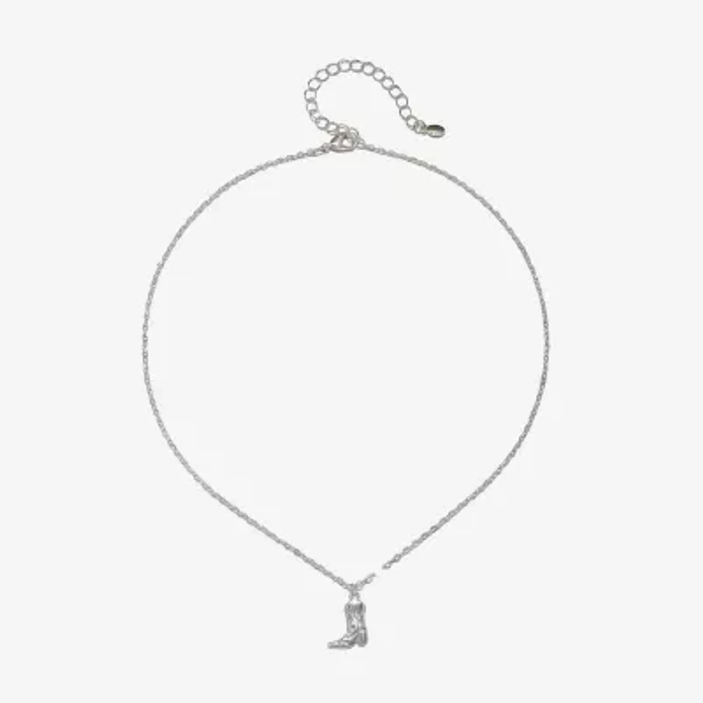 Bijoux Bar Delicates Silver Tone Boots Womens 16 Inch Pendant Necklace