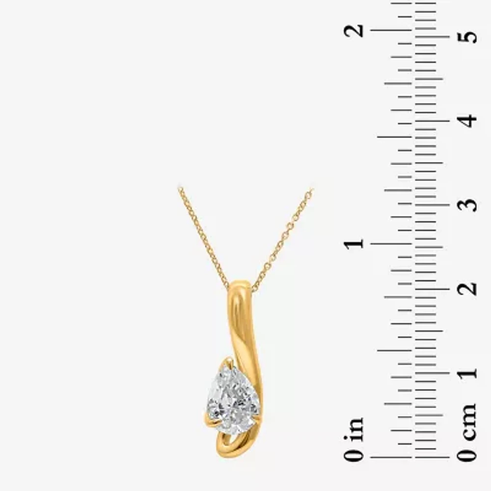 I / I1) Womens CT. T.W. Lab Grown White Diamond 10K Gold Pear 18 Inch Pendant Necklace