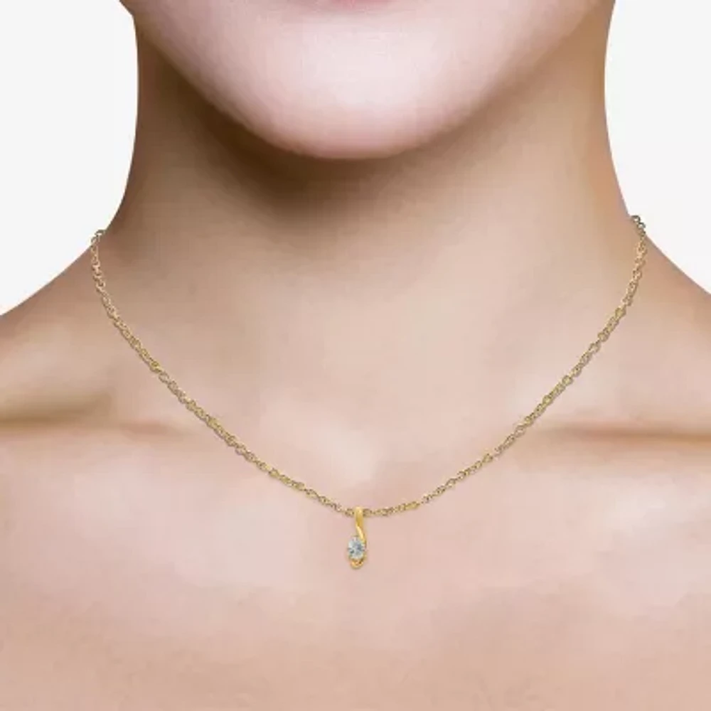 I / I1) Womens CT. T.W. Lab Grown White Diamond 10K Gold Pear 18 Inch Pendant Necklace