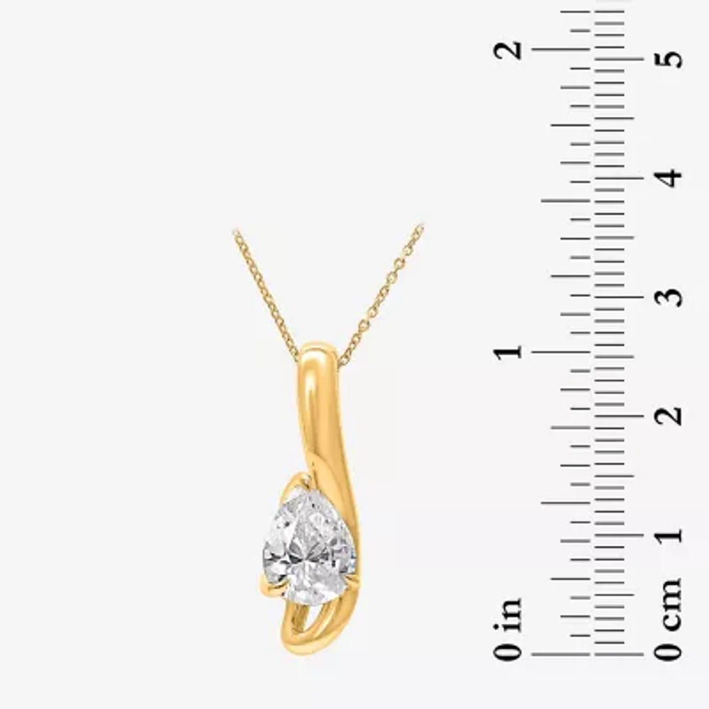 I / I1) Womens CT. T.W. Lab Grown White Diamond 10K Gold Pear 18 Inch Pendant Necklace