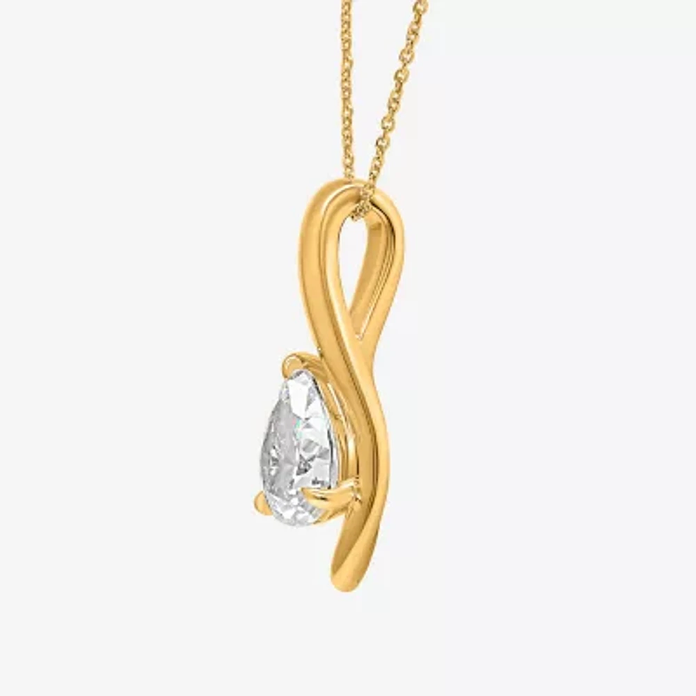 I / I1) Womens CT. T.W. Lab Grown White Diamond 10K Gold Pear 18 Inch Pendant Necklace