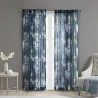 Madison Park Abelia Printed Floral Voile Rod Pocket Back Tab Sheer Single Curtain Panel