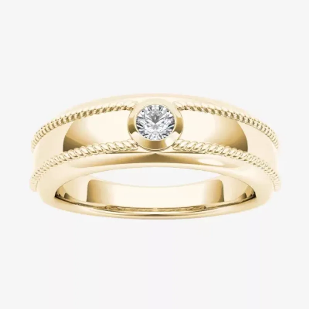 Mens 3.5MM 1/5 CT. Natural White Diamond 14K Gold Wedding Band