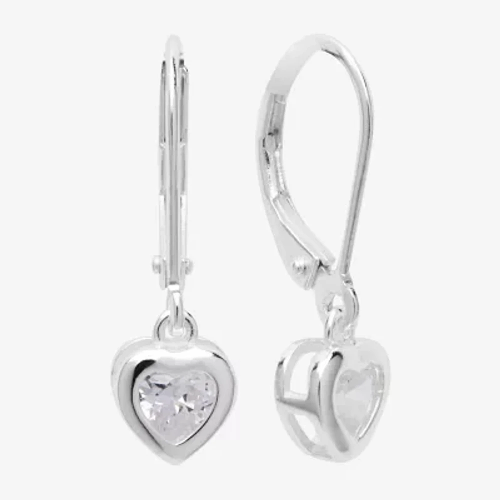 Silver Treasures Womens Cubic Zirconia Sterling Silver Hypoallergenic Drop Earrings