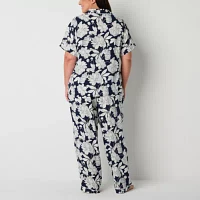 Liz Claiborne Womens Short Sleeve 2-pc. Plus Pajama Sets