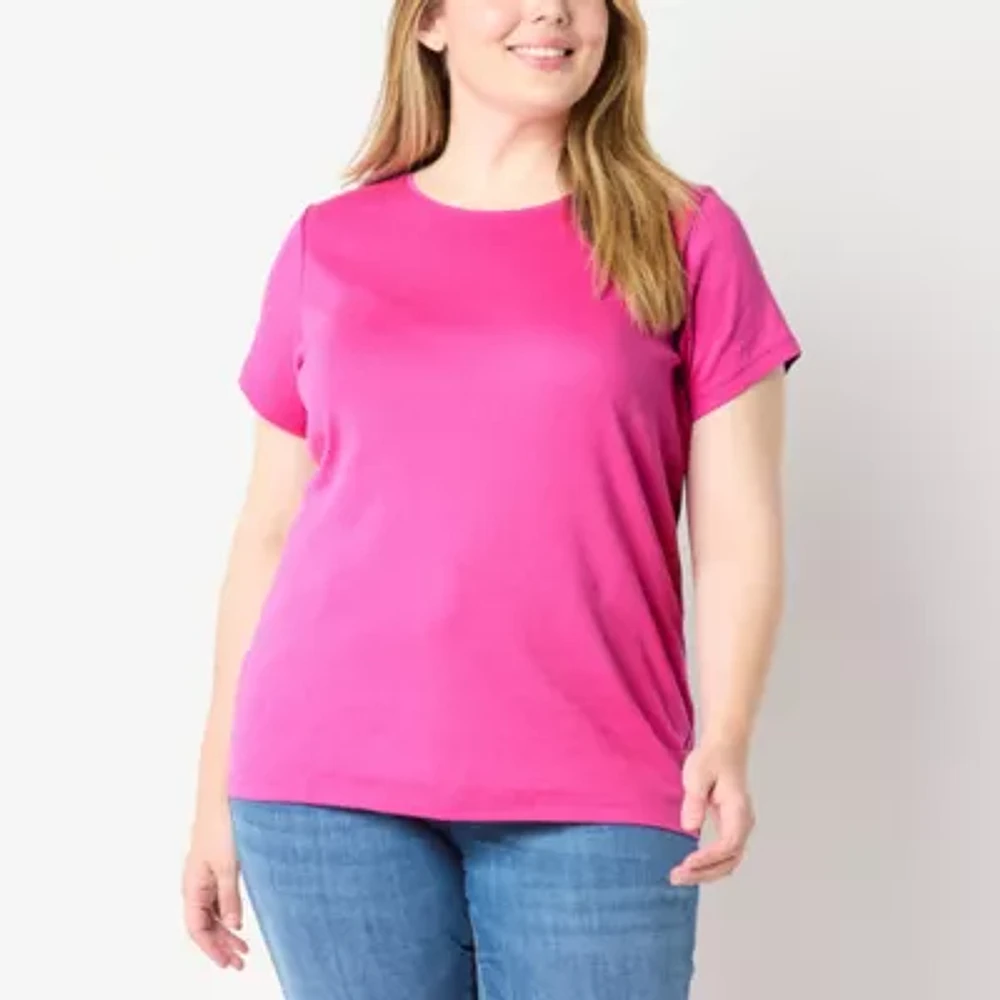 St. John's Bay Womens Crew Neck Short Sleeve Plus T-Shirt