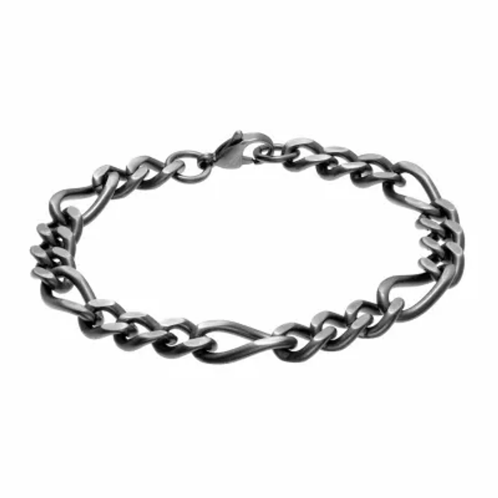 Mens Stainless Steel 8 1/2 Inch Figaro Chain Bracelet