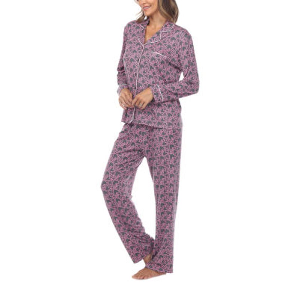 White Mark Womens Long Sleeve 2-pc. Pajama Sets