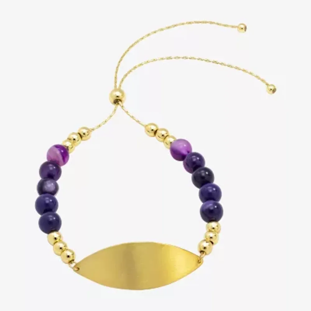 Sparkle Allure Empowerment Womens Purple Amethyst 14K Gold Over Brass Beaded Bracelet