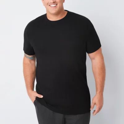 Shaquille O'Neal XLG Ribbed Dropneedle Big and Tall Mens Crew Neck Short Sleeve T-Shirt