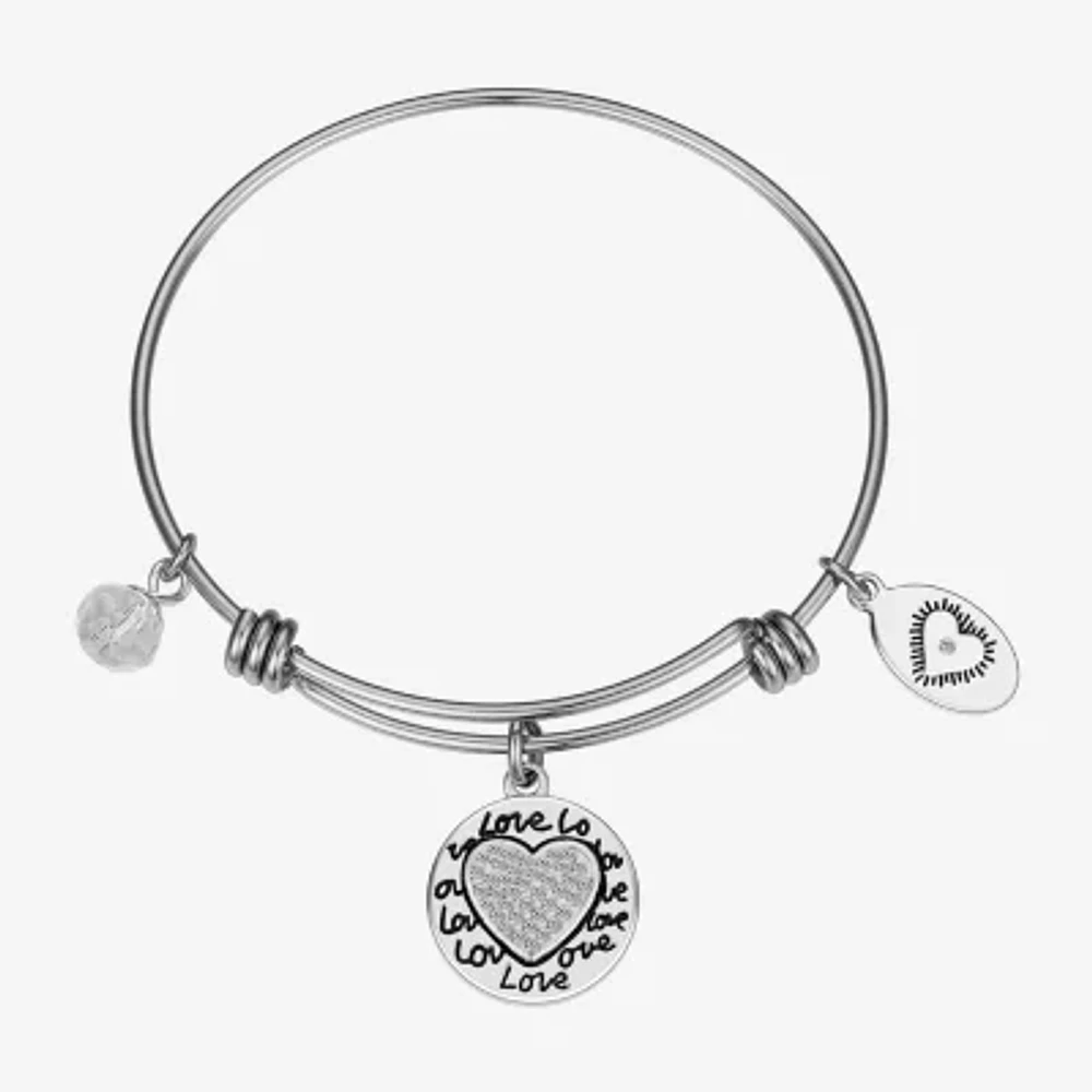 Footnotes Grandma Womens Crystal Stainless Steel Round Bangle Bracelet