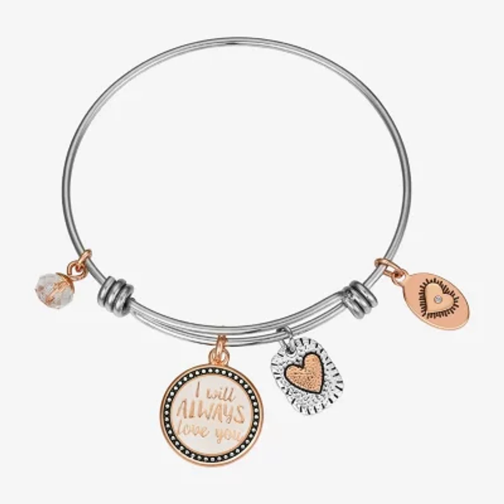 Footnotes Mother & Daughter Womens Stainless Steel Round Bangle Bracelet
