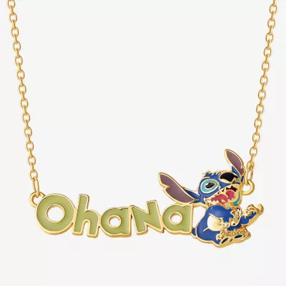 Disney Classics Ohana Womens 18K Gold Over Brass 16 Inch Pendant Necklace