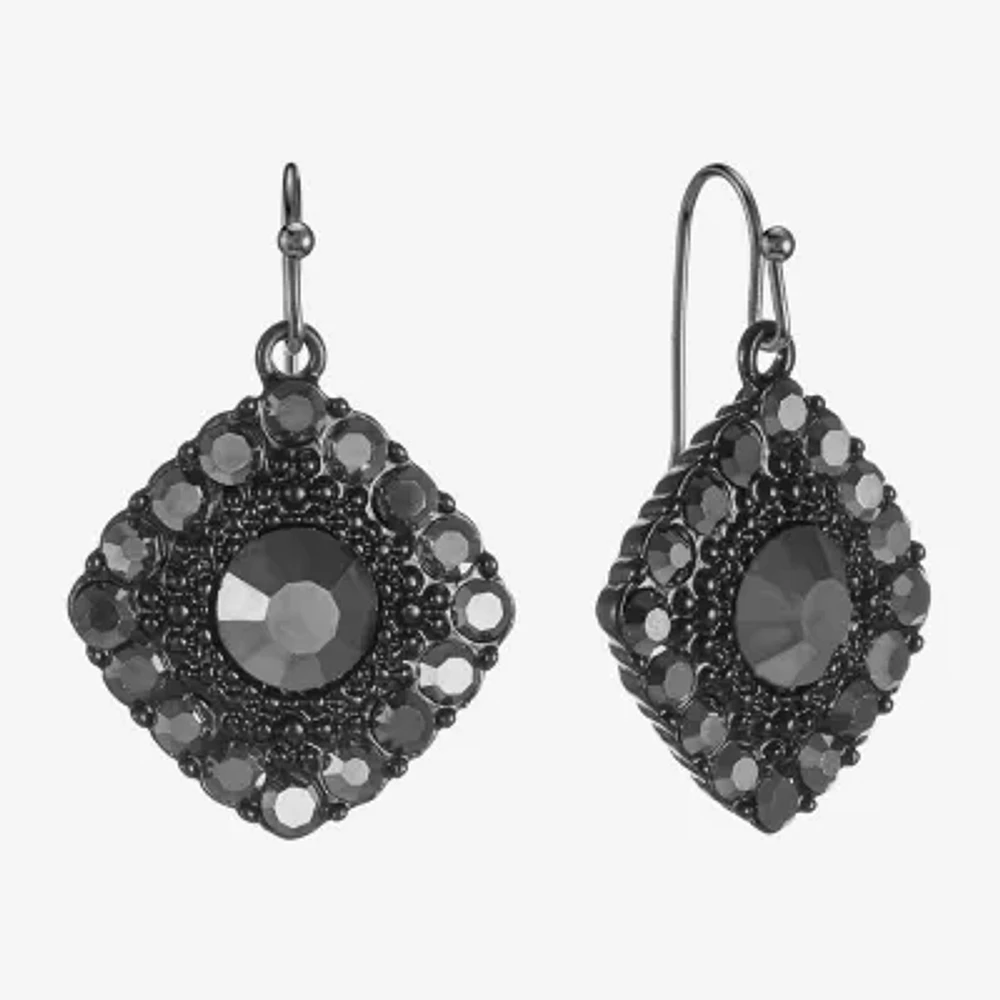 Mixit Black Womens Gray Glass Drop Earrings