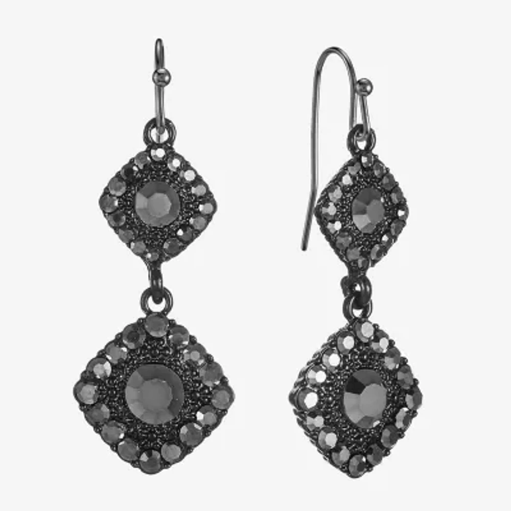 Mixit Black Womens Gray Glass Drop Earrings
