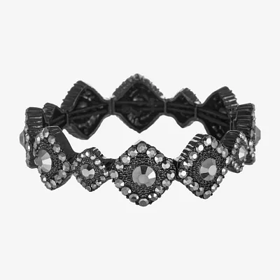 Mixit Black Womens Gray Glass Stretch Bracelet