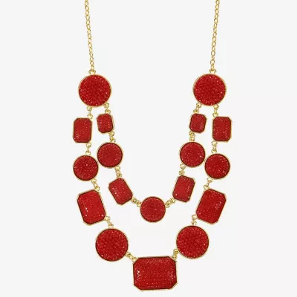 Mixit Gold Tone Womens 17 Inch Statement Necklace