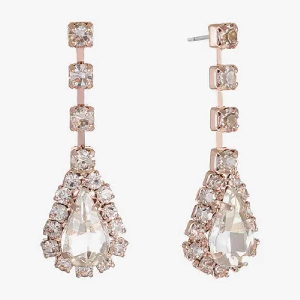 Monet Jewelry Timeless Rose Gold Womens Glass Hypoallergenic Drop Earrings