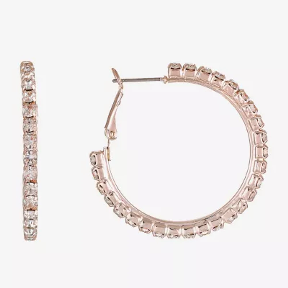 Monet Jewelry Timeless Rose Gold Womens Glass 37mm Hypoallergenic Hoop Earrings