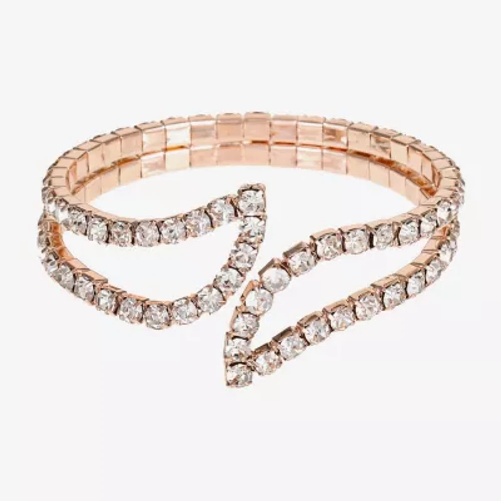 Monet Jewelry Timeless Rose Gold Womens Glass Cuff Bracelet