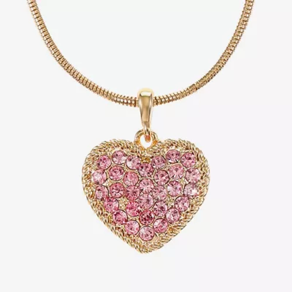 Liz Claiborne Pendant Necklace And Drop Earring Womens Glass Heart 2-pc. Jewelry Set