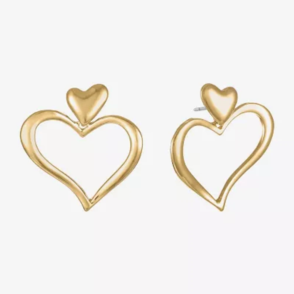 Liz Claiborne Large Open Womens Heart Hypoallergenic Drop Earrings