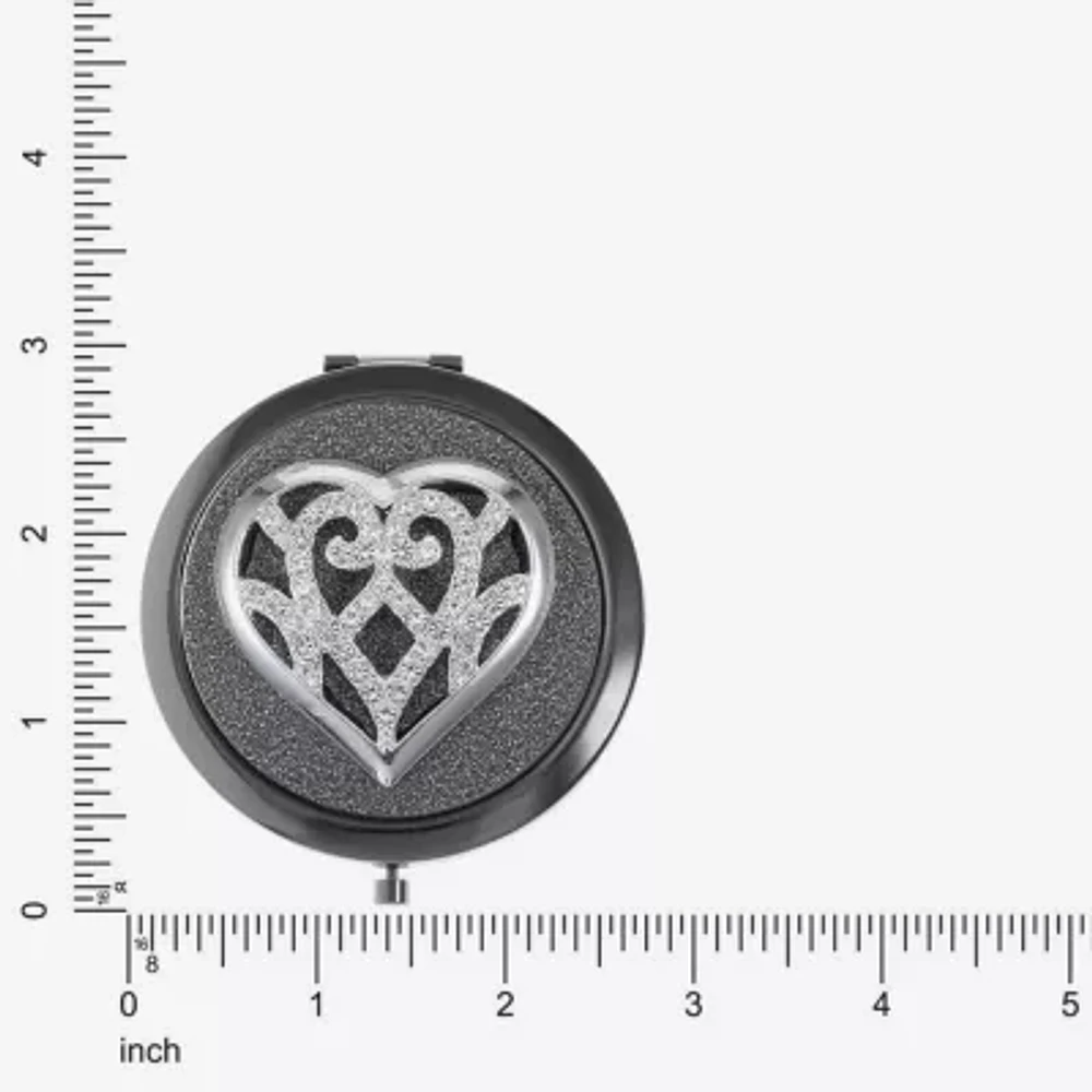 Monet Jewelry Silver Tone Heart Compact Mirror