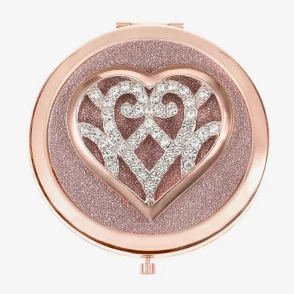 Monet Jewelry Silver Tone Heart Compact Mirror